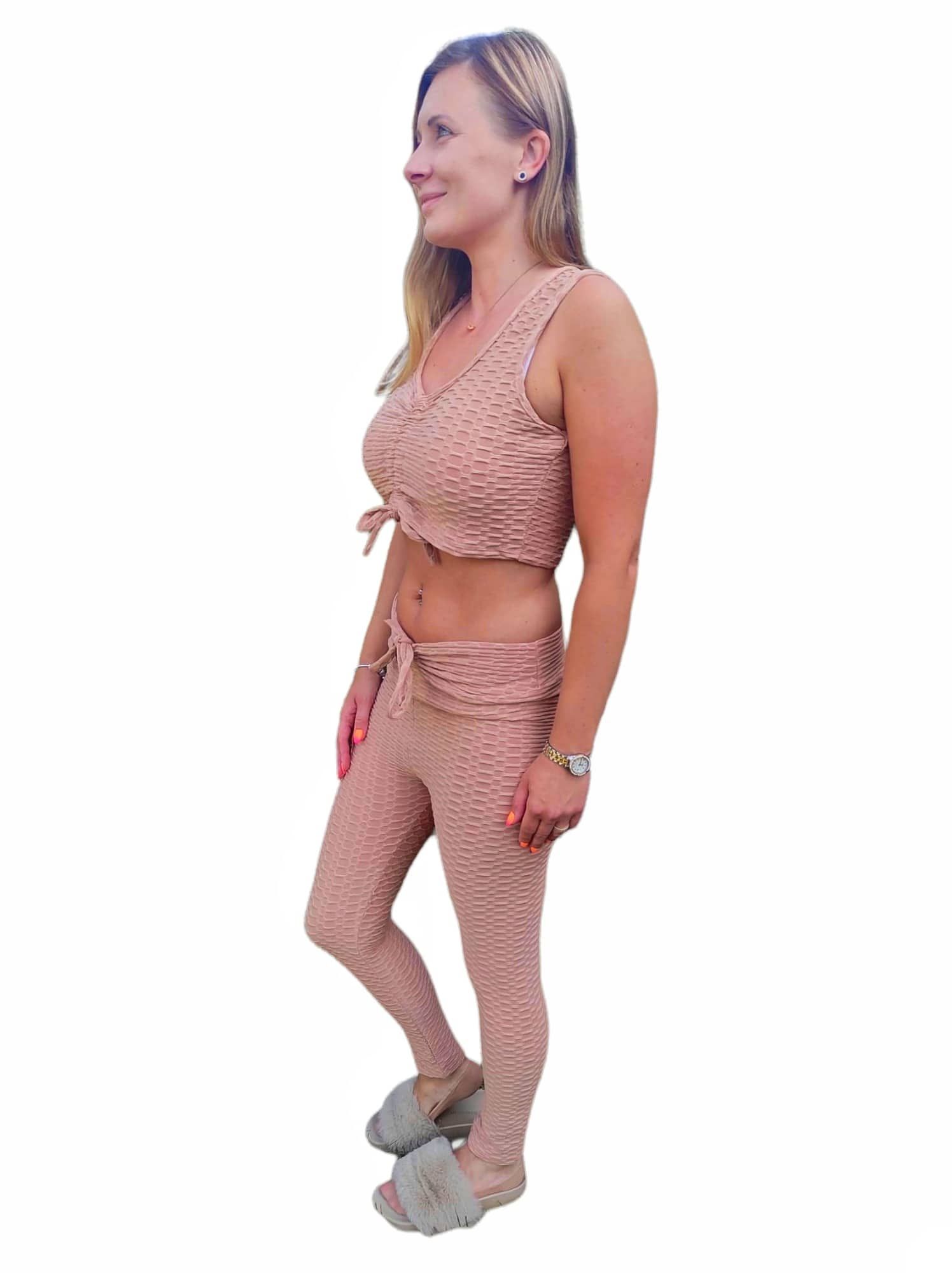Beige set Tik tok leggins and top S,M,L - Image 3