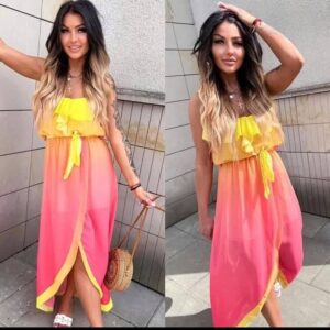 Asymmetrical ombre maxi dress XS-M