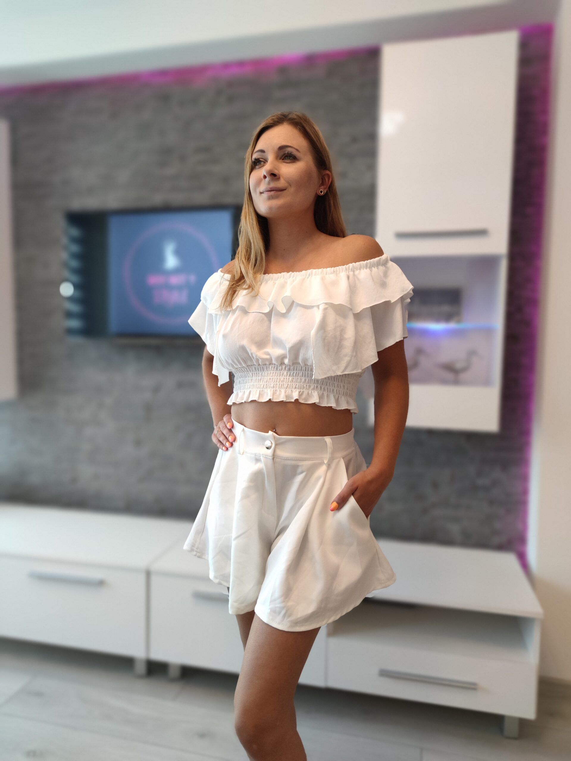 Spanish top and SKIRT/SHORTS WHITE XS-L