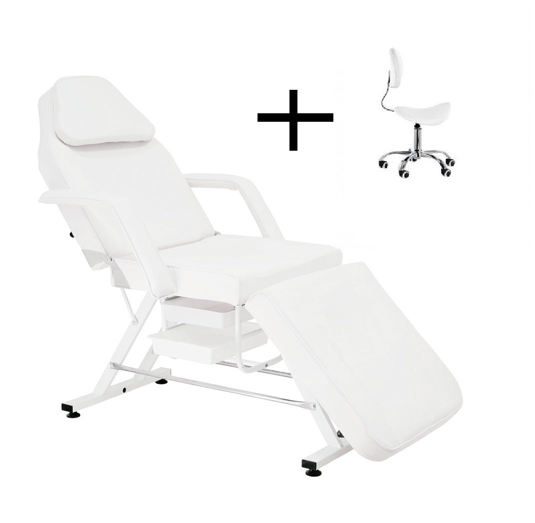 Beauty cosmetic bed with drawers + backrest stool tattoo spa