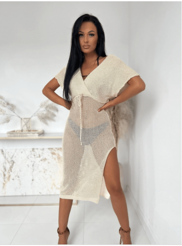 Beige knitted beach dress XS-Small L - Image 5