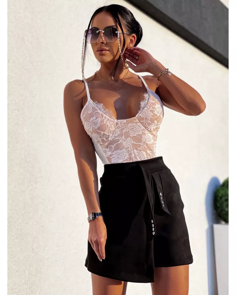 Strappy Lace Bodysuit White XS-M - Image 8