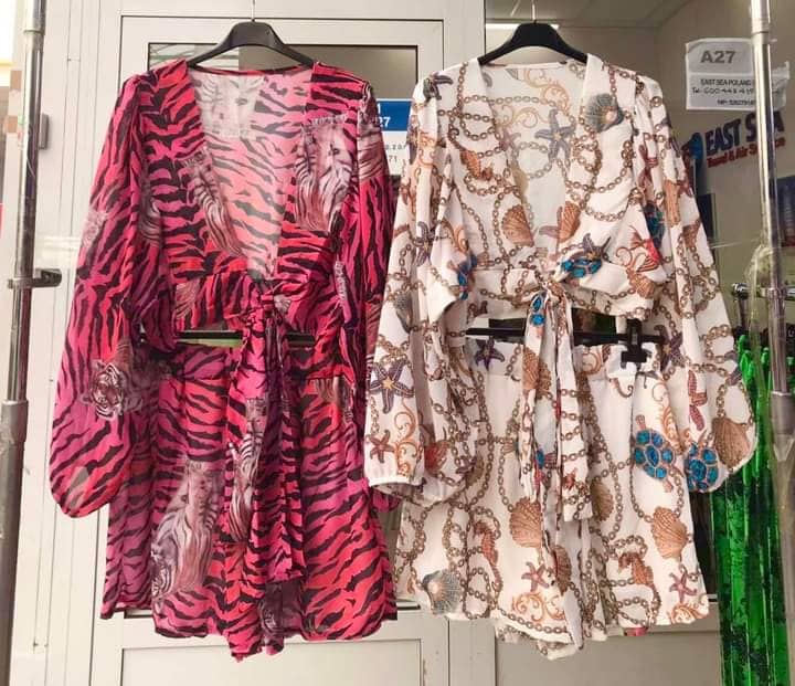 A set of chiffon tied top and shorts XS-L - Image 3