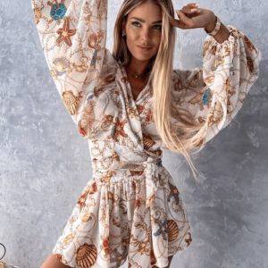 A set of chiffon tied top and shorts XS-L