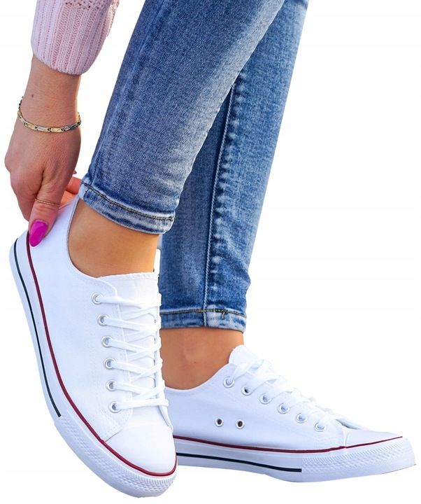White lace-up sneakers size 3-8 - Image 3