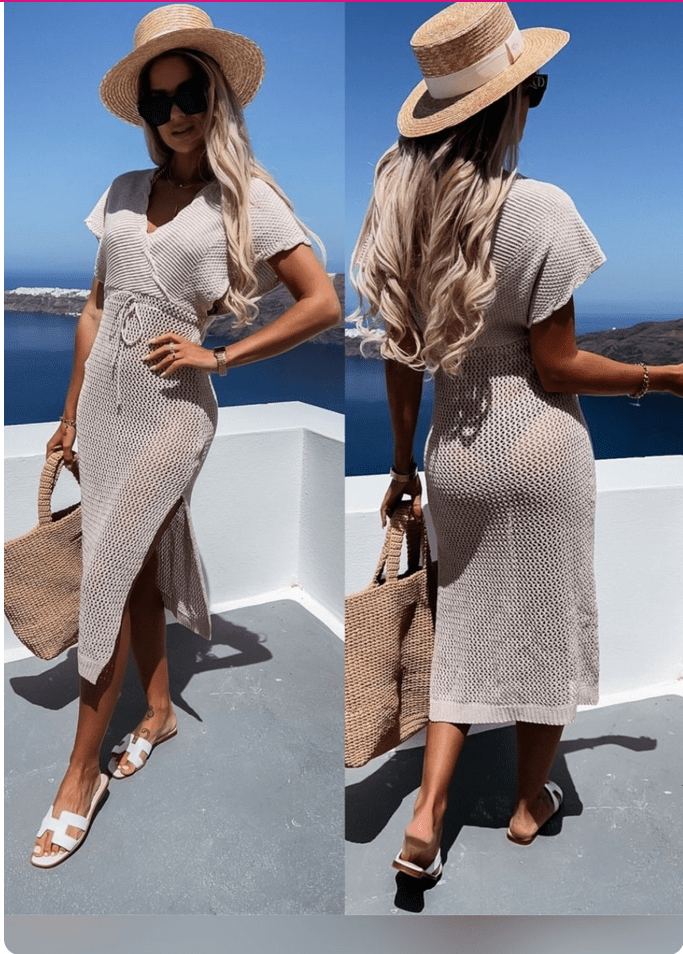 Beige knitted beach dress XS-Small L - Image 6