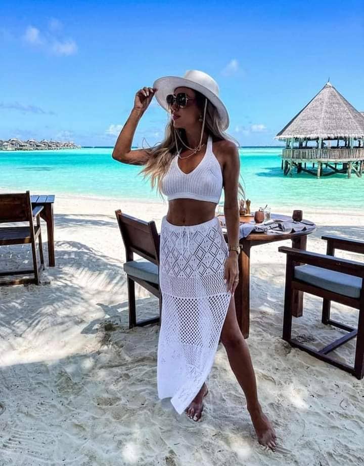 SET OPENWORK SUMMER TOP SKIRT KNITTED XS-M - Image 6