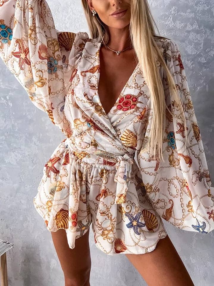A set of chiffon tied top and shorts XS-L - Image 6