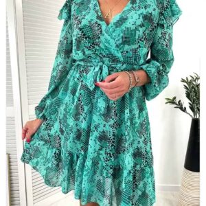 Green dress with a snake pattern XS-M