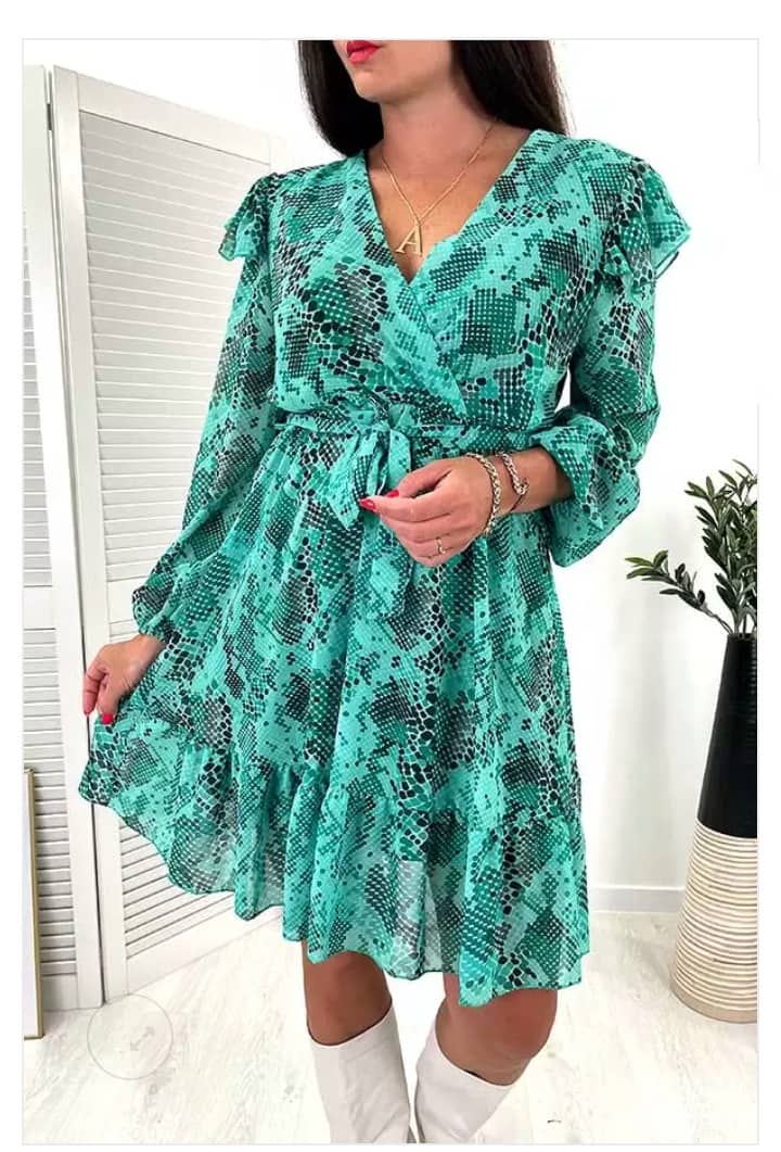 Green dress with a snake pattern XS-M