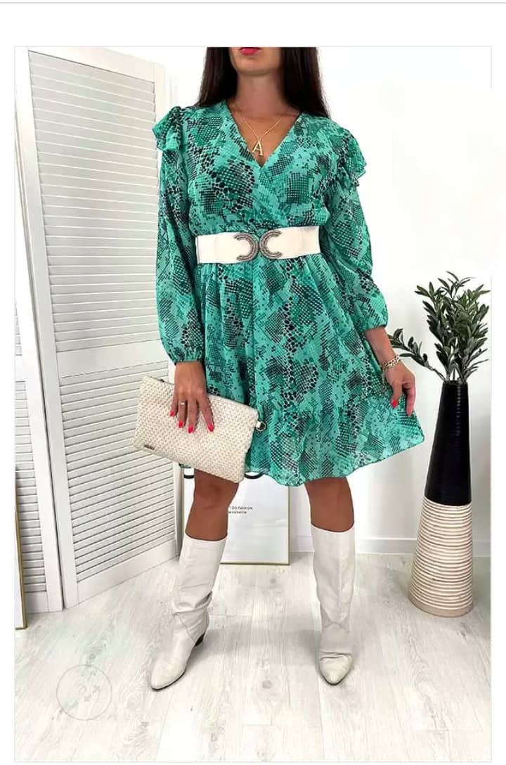 Green dress with a snake pattern XS-M - Image 4