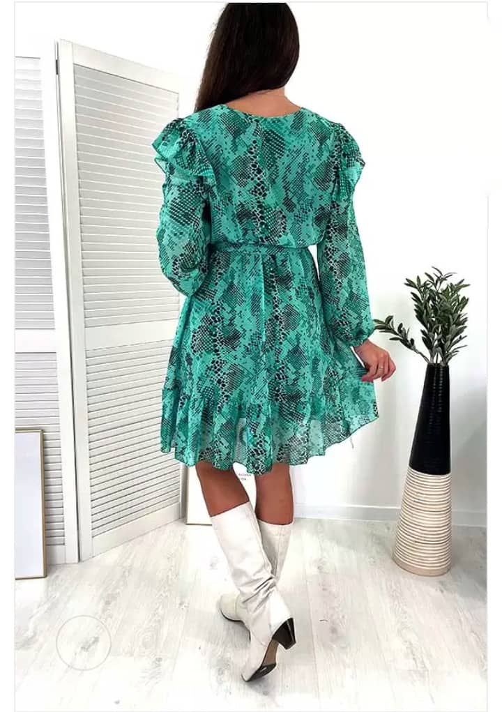 Green dress with a snake pattern XS-M - Image 3