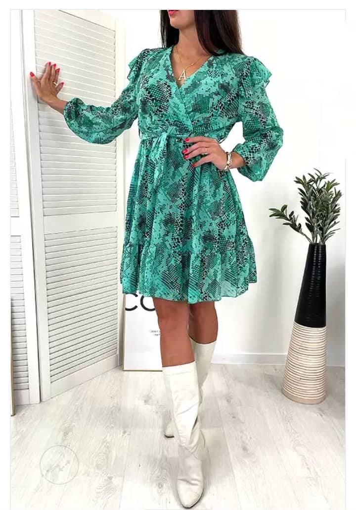Green dress with a snake pattern XS-M - Image 5