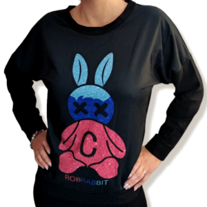 Black sweatshirt with a bunny XS-M
