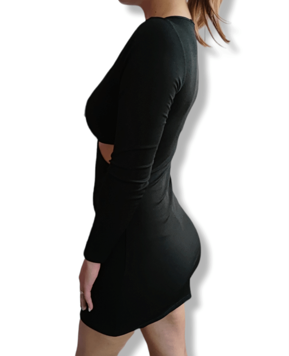 Black ribbed cut out midi dress XS-M - Image 4