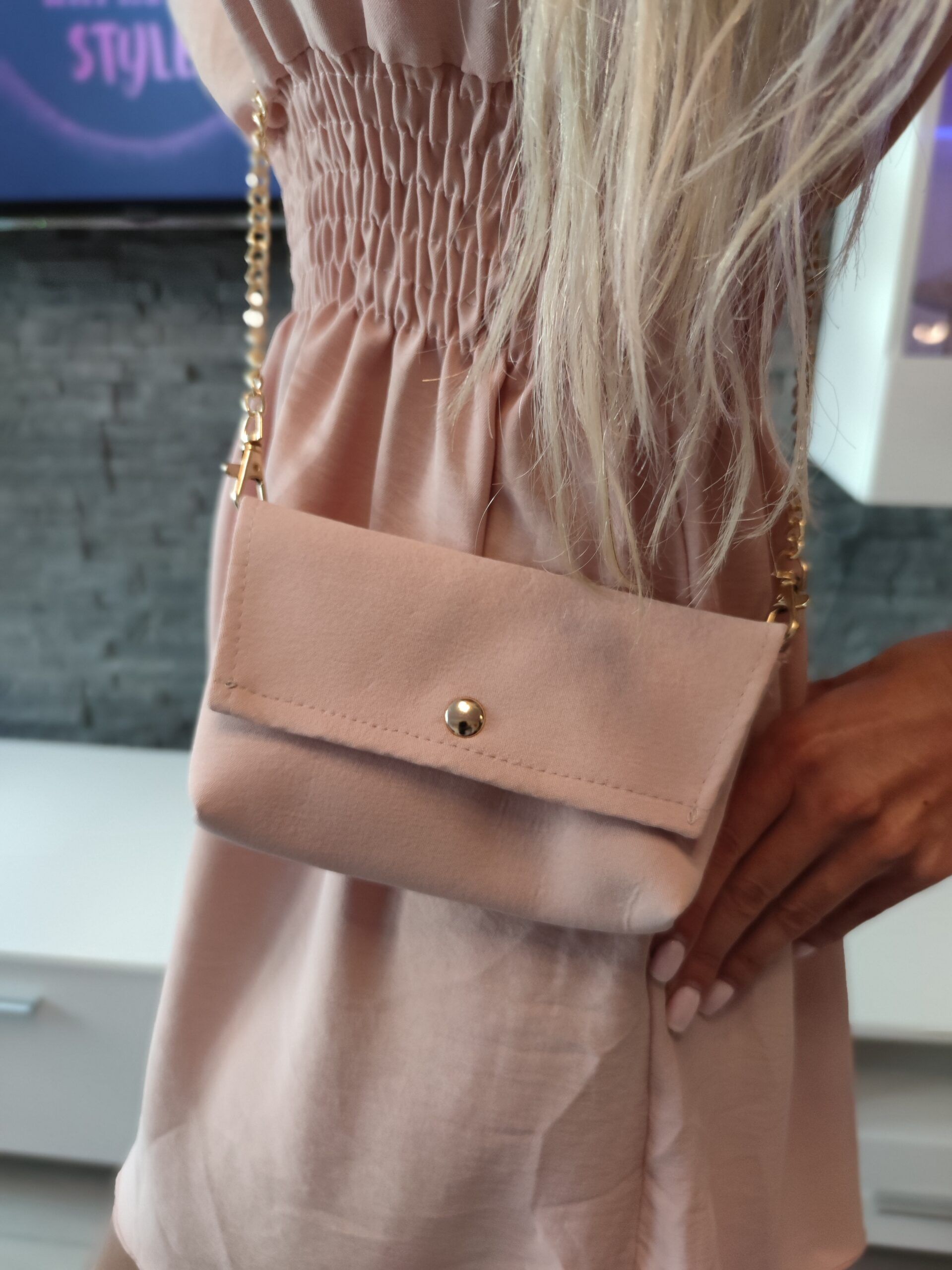 Off Shoulder Ruched Bust Puff Sleeve Dress with BAG XS-L - Image 4