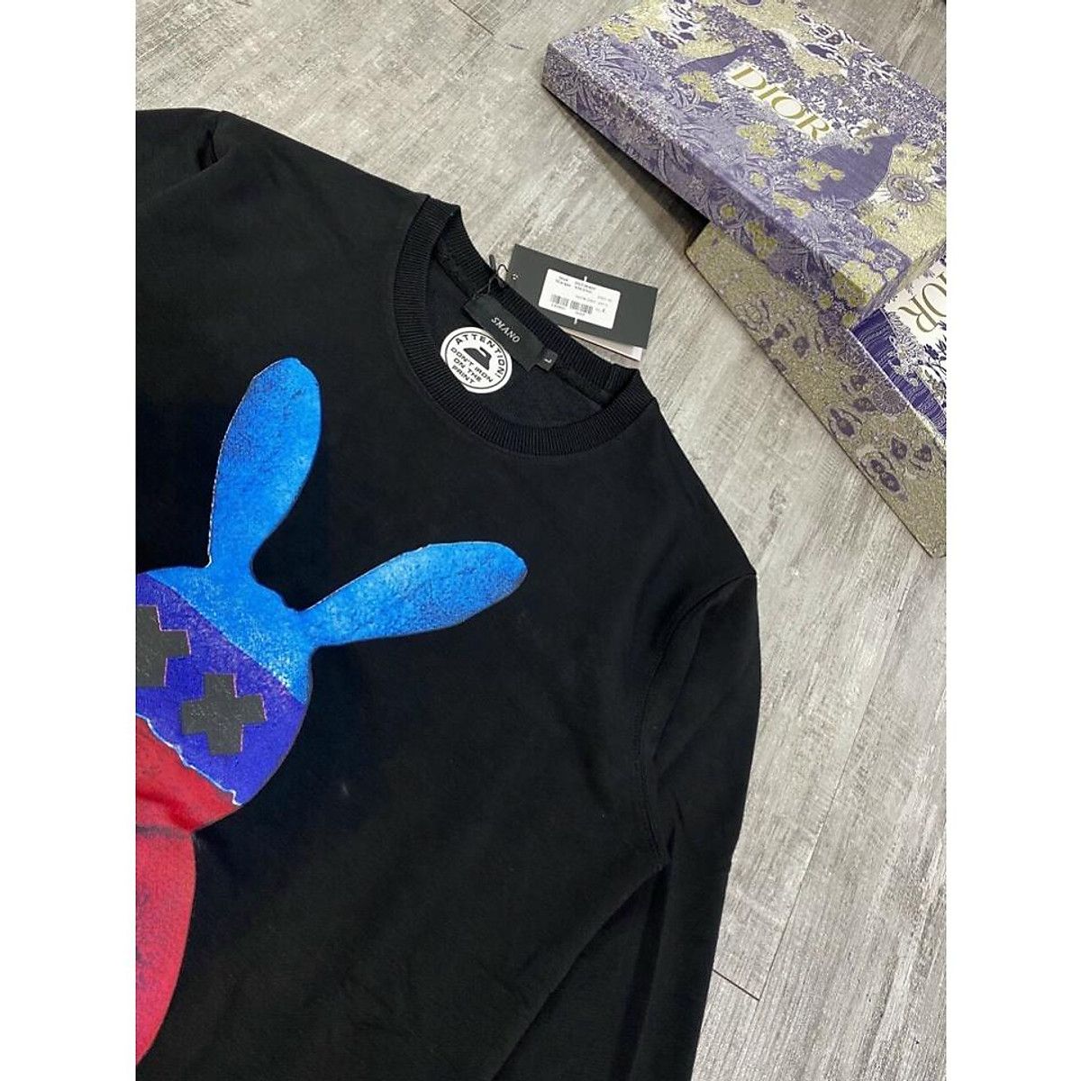 Black sweatshirt with a bunny XS-M - Image 3