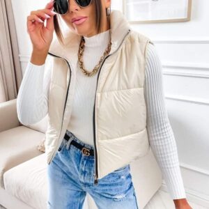 Cropped Gilet in Stone 6-12