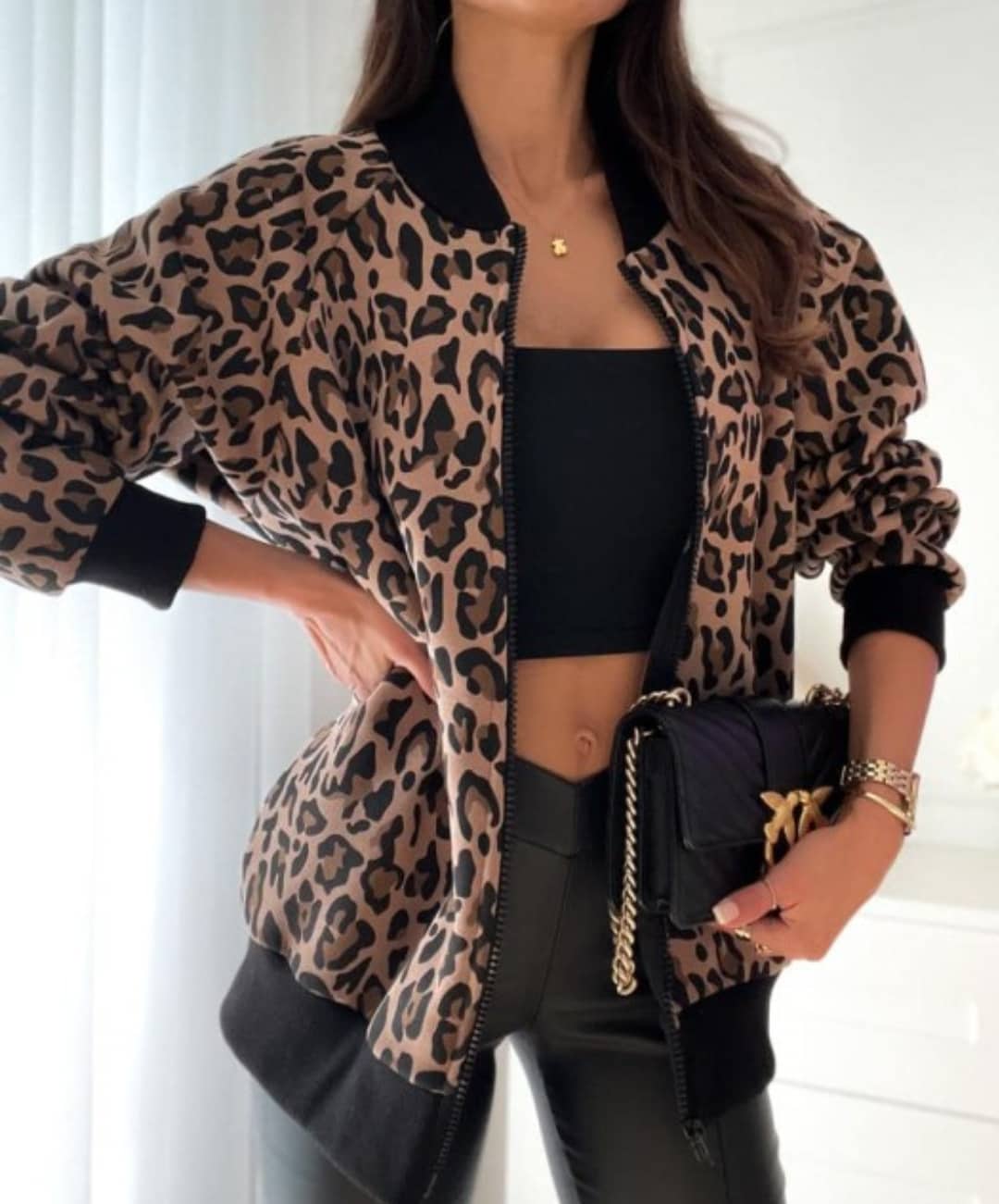 Leopard zipped sweatshirt XS-L - Image 2