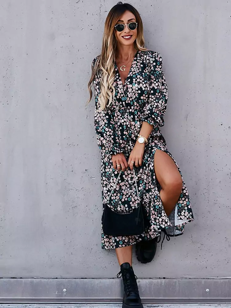 MIDI DRESS WITH FLOWERS size 6-14 - Image 2