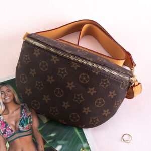 Brown patterned kidney bag
