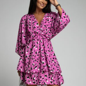 Pink Leopard Print batwing sleeve dress 6-12