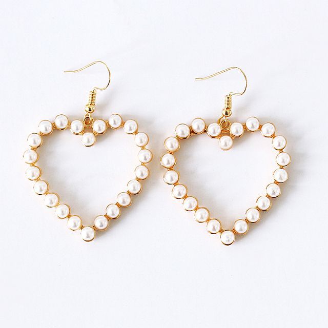 Women's earrings, pearl gold hearts - Image 3