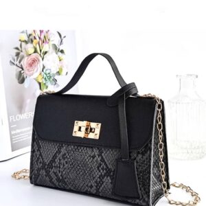 Black snakeskin twist lock bag