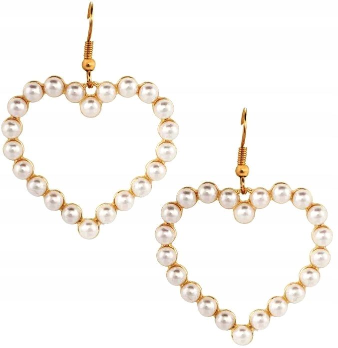 Women's earrings, pearl gold hearts - Image 5