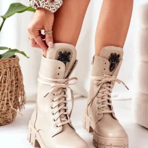 Beige Boots with  Crystals 4-8