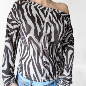 White/Brown Animal-patterned blouses 6-12