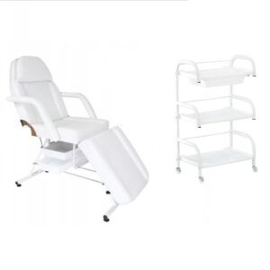 Beauty bed white With Drawers plus trolley/shelf