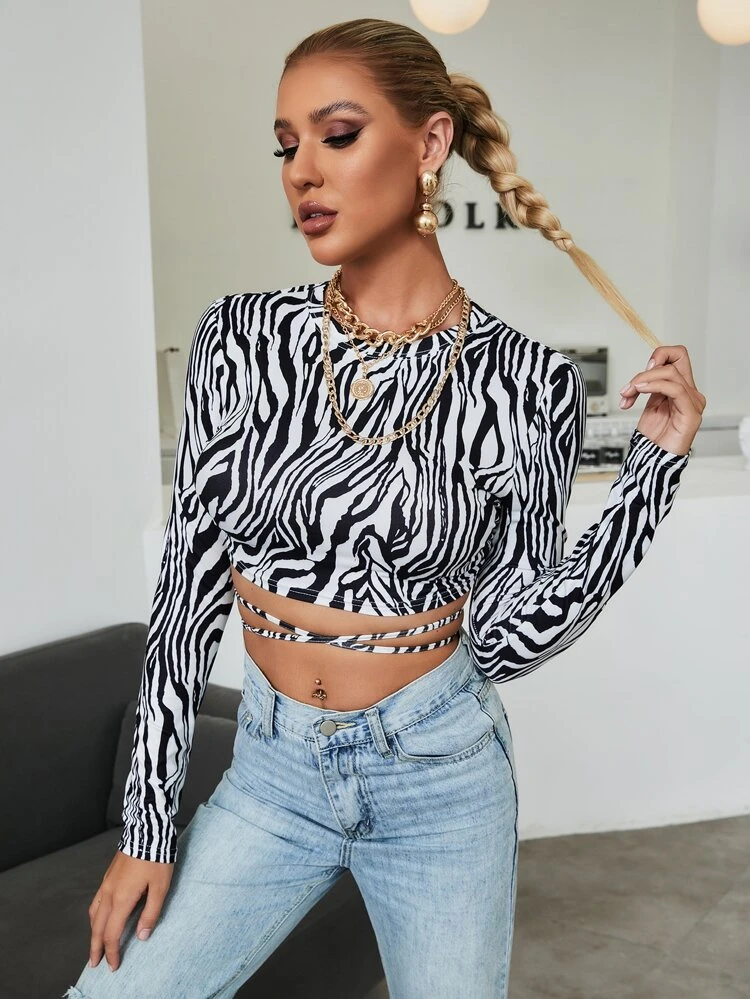 Zebra long Striped Top