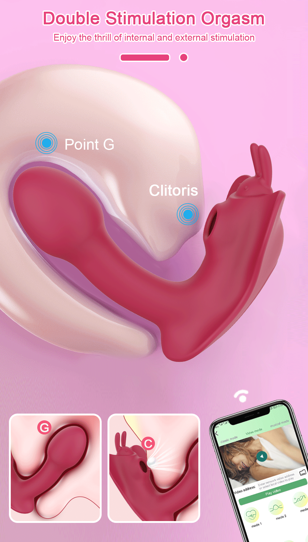 9 Speed Strong Pink Rabbit Vibrator G-spot Stimulator APP - Image 3