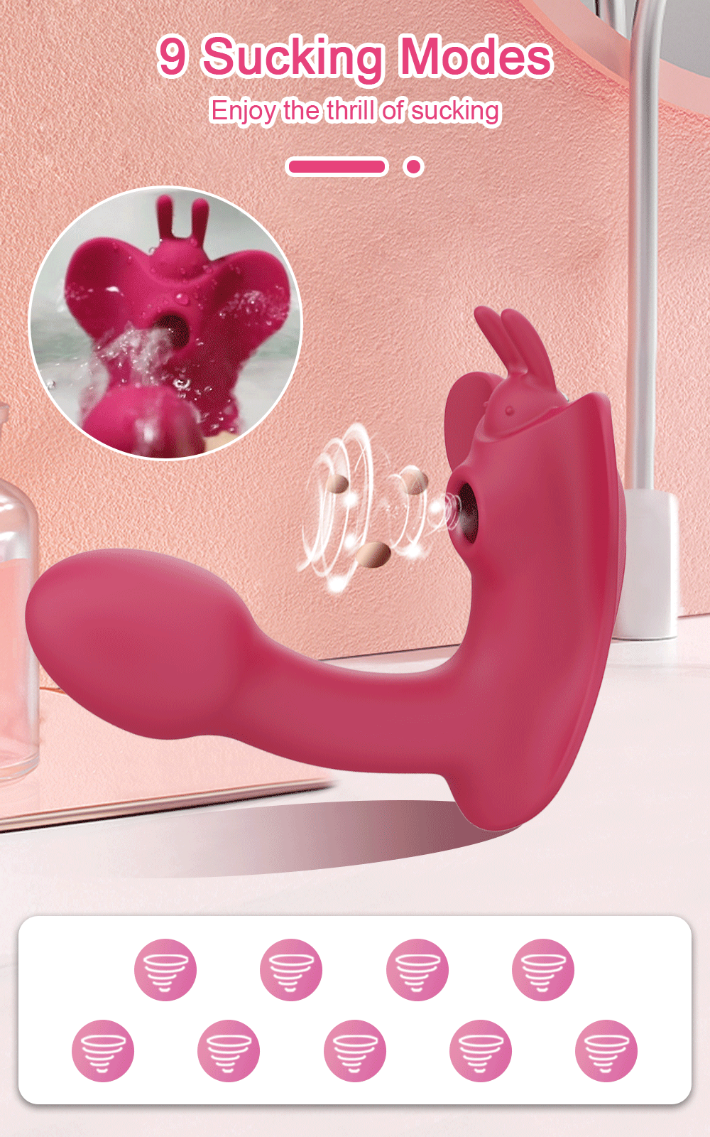 9 Speed Strong Pink Rabbit Vibrator G-spot Stimulator APP - Image 6
