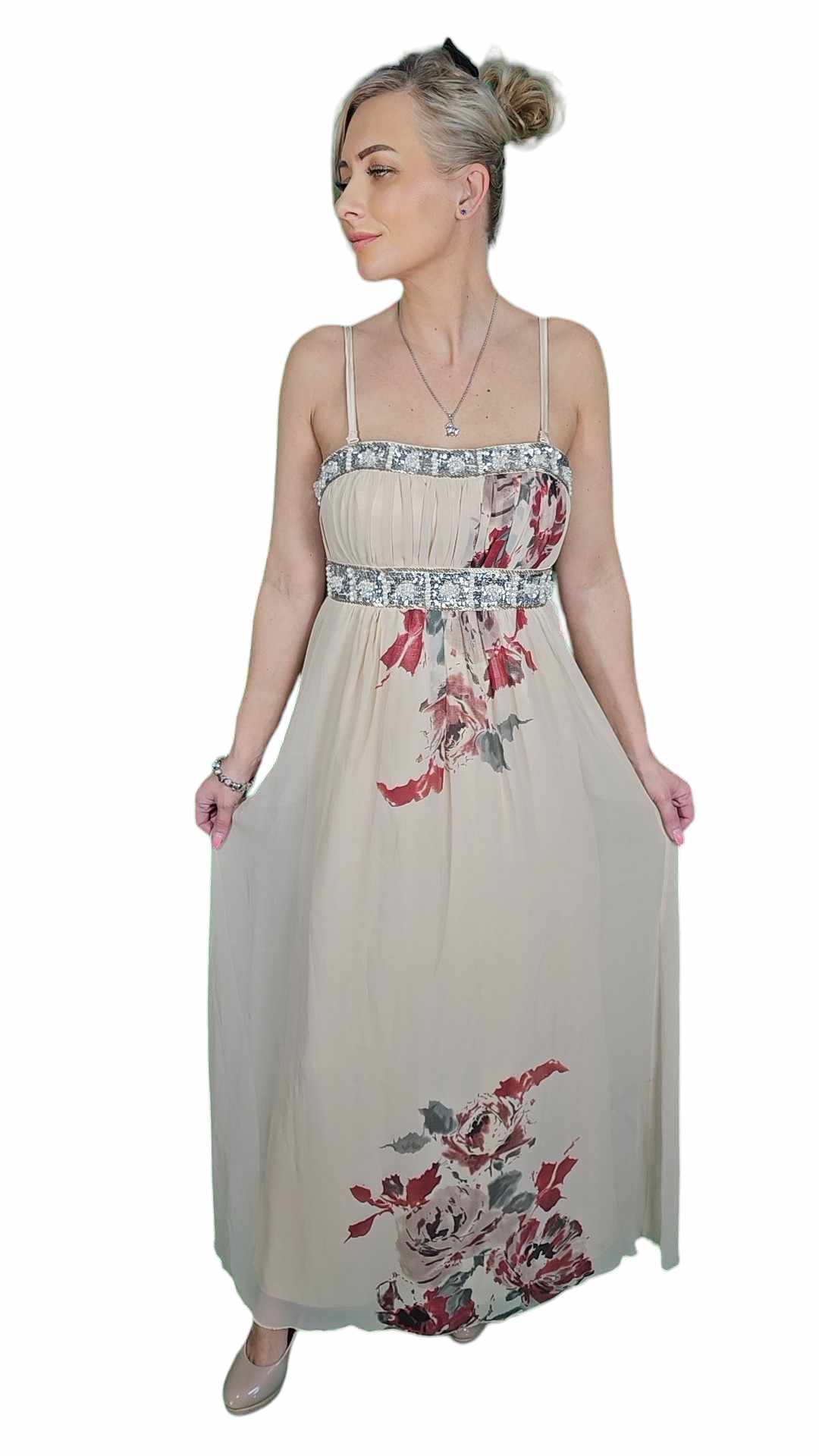 Rose Maxi Dress Beige - Image 2