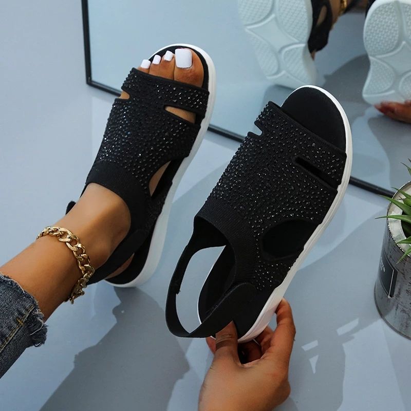 Women black Rhinestone sandals 3-3.5 size - Image 4