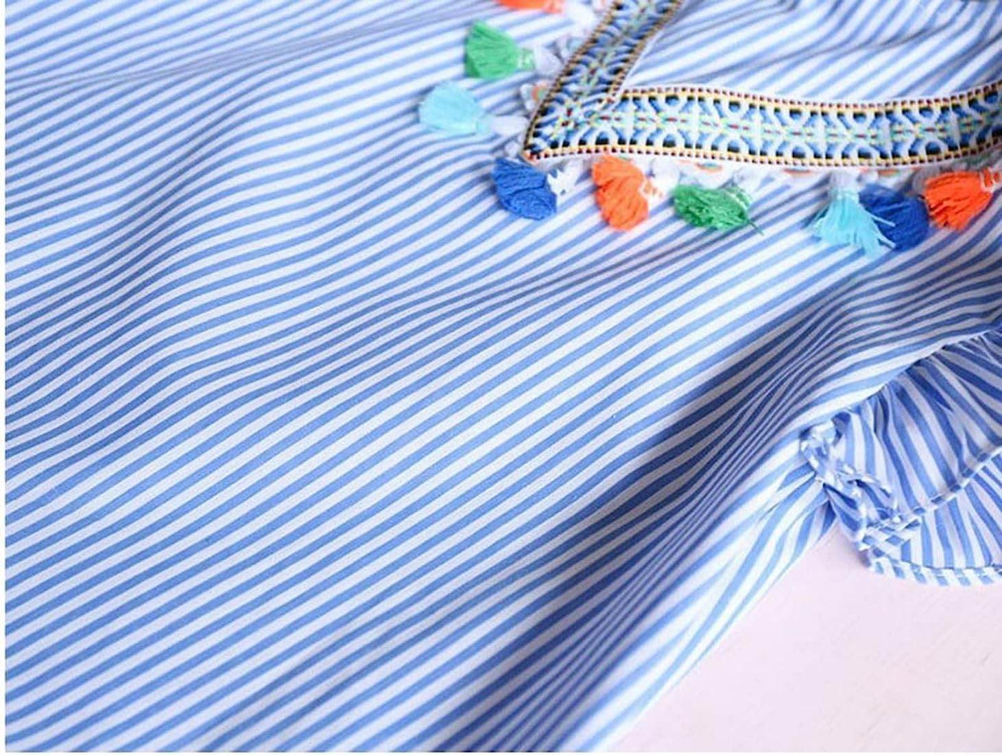 Ruffle Stripe Dress Girls Blue - Image 7