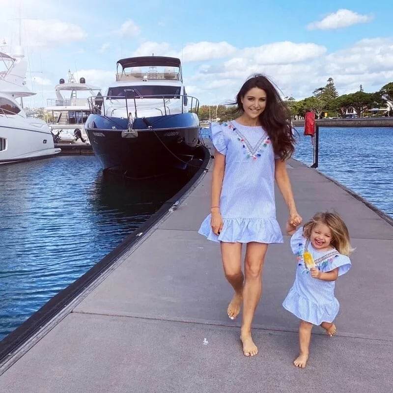 Ruffle Stripe Dress Girls Blue - Image 8