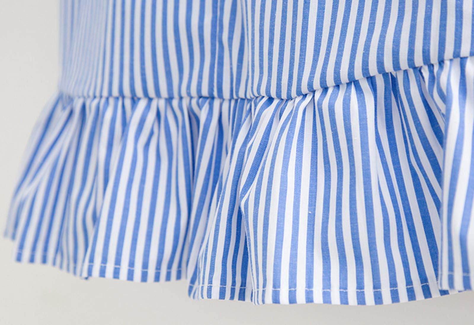 Ruffle Stripe Dress Girls Blue - Image 4
