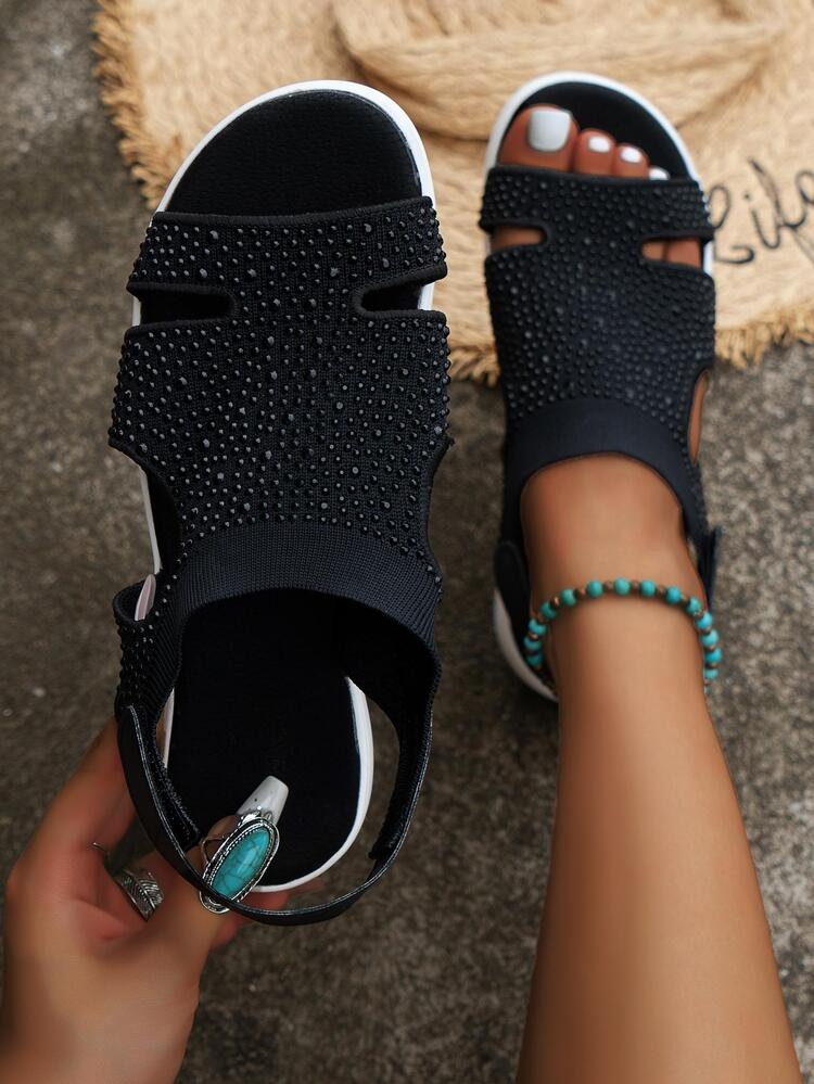 Women black Rhinestone sandals 3-3.5 size - Image 3