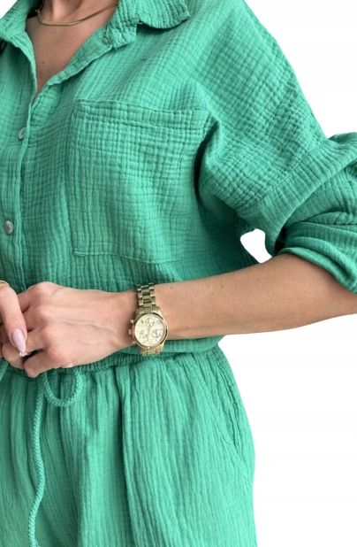 women set of shirt and shorts green - Image 2