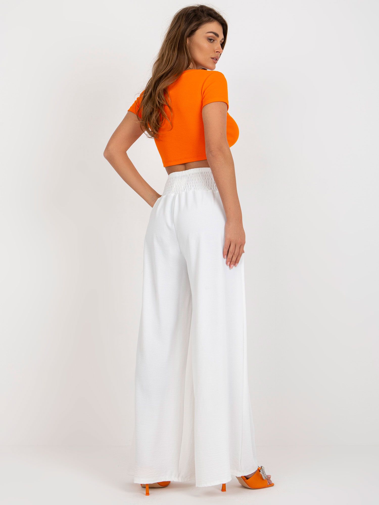 Smooth Airy Trousers with High Waist White XS-XL - Image 3