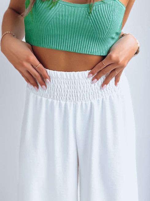 Smooth Airy Trousers with High Waist White XS-XL - Image 6