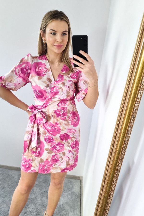 DRESS WITH PINK BEIGE FLOWERS - Image 6