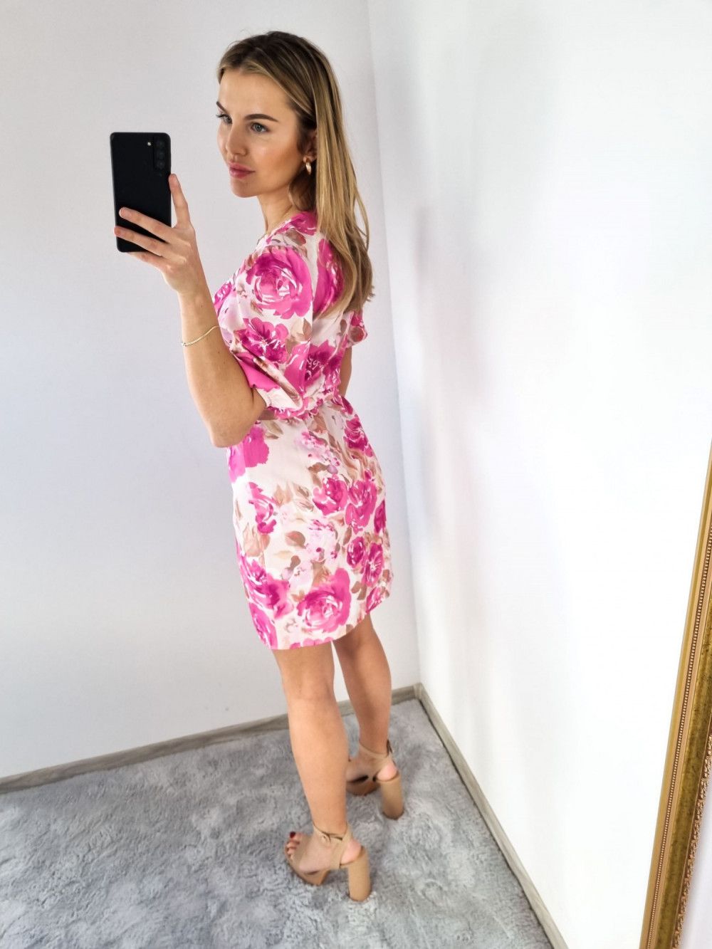 DRESS WITH PINK BEIGE FLOWERS - Image 5