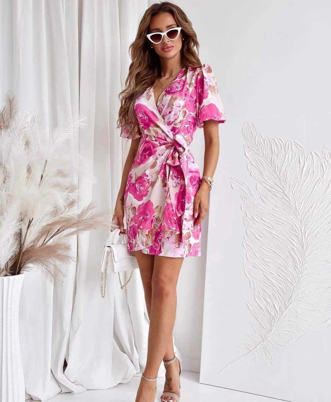 DRESS WITH PINK BEIGE FLOWERS - Image 3