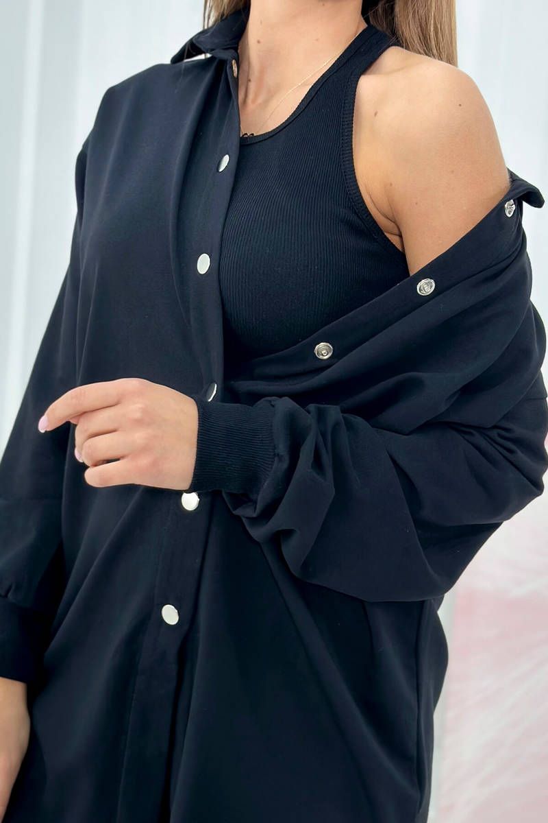 3-piece set sweatshirt, top and leggings black - Image 3