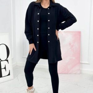 3-piece set sweatshirt, top and leggings black