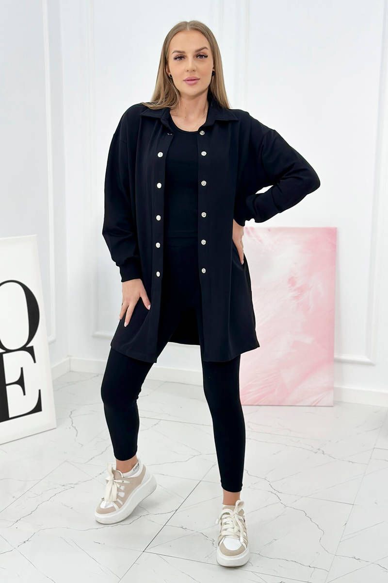 3-piece set sweatshirt, top and leggings black